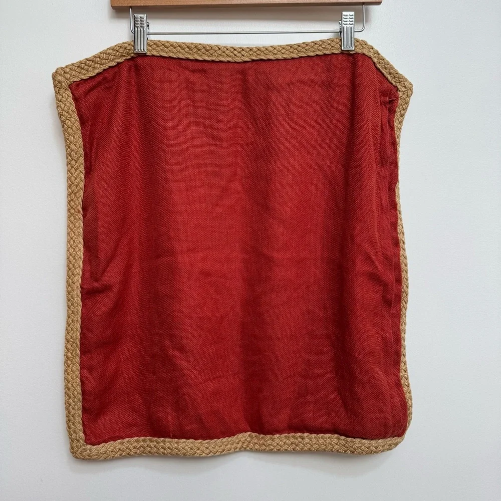 Pottery Barn 100% Linen Jute Braided‎ Trim Pillow Cover 20X20